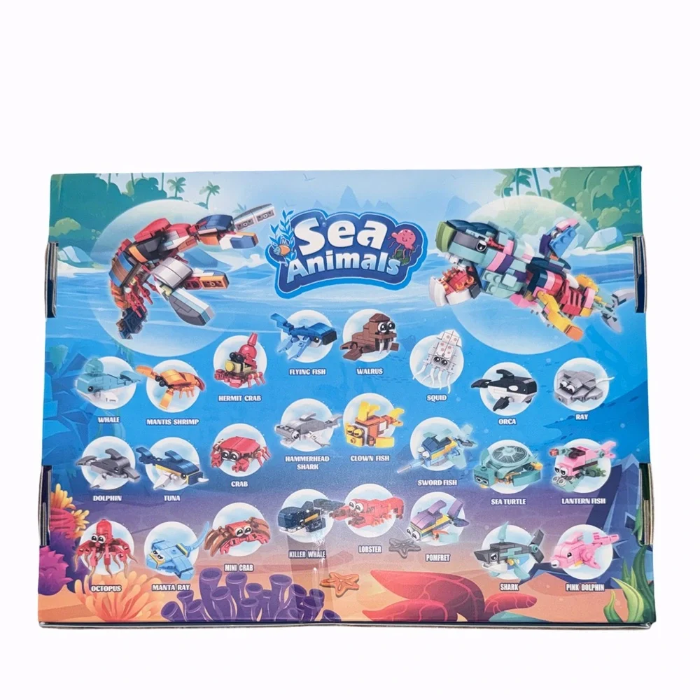 Sea Animal Building Blocks 24 Small or Two Large Ages 6-12 New in Box